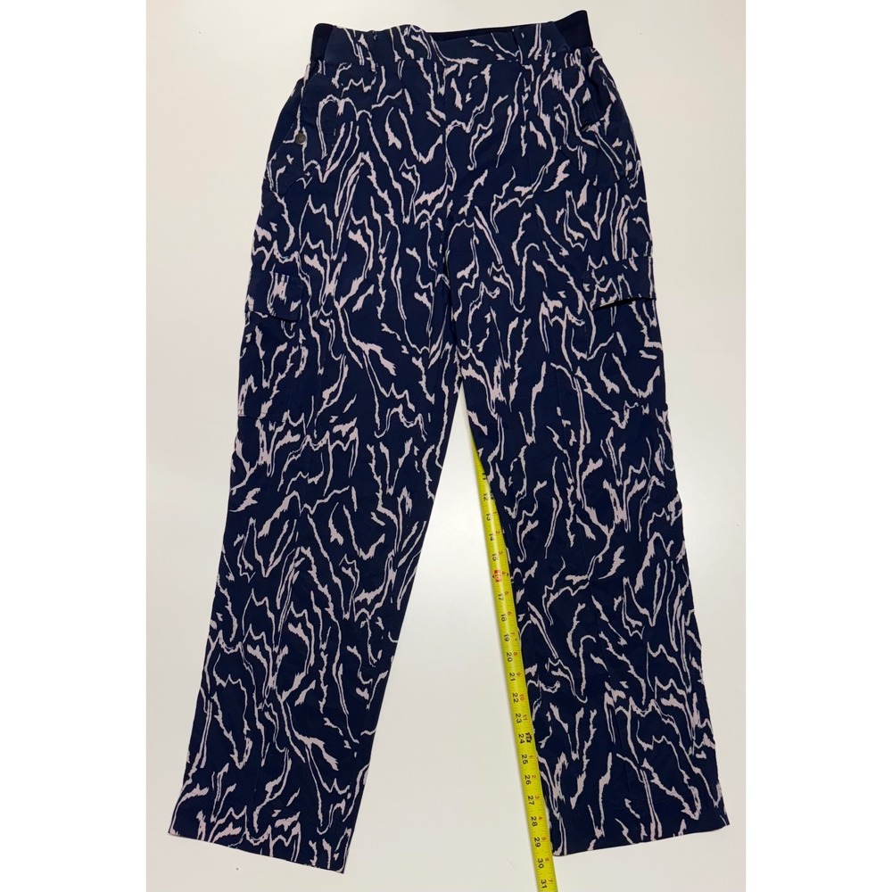 Athleta Vienna Cargo Pant Navy Pink Tiger Print Size 8 Travel Commute Lightwgt‎
